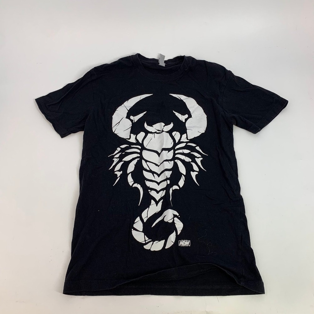 Kids AEW All Elite Sting Wrestling Black‎ Scorpion Graphic T Shirt Size S